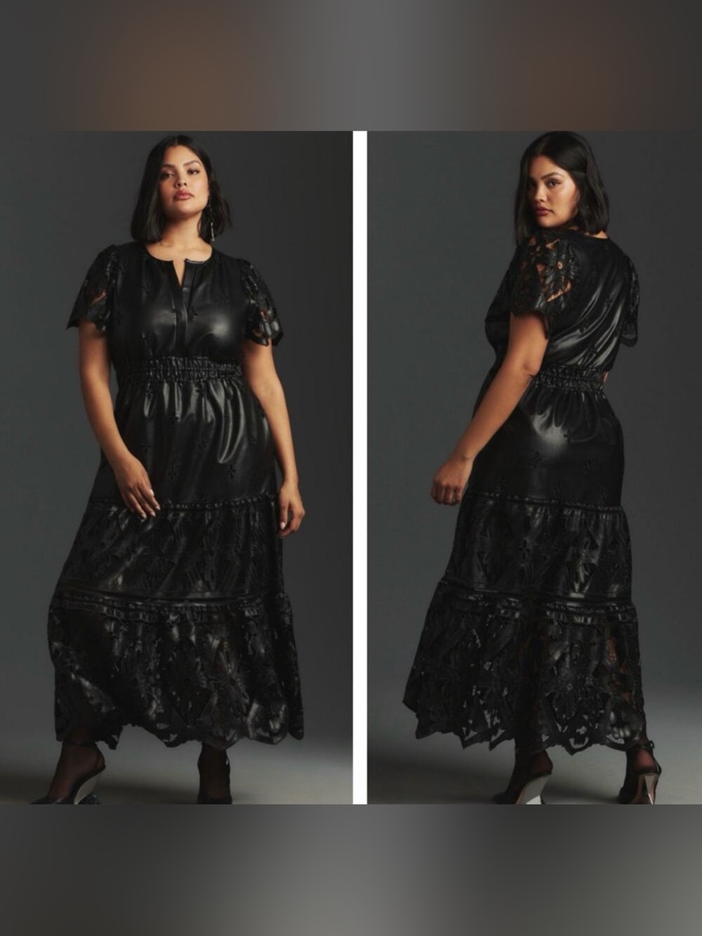 Anthropologie The Somerset Maxi Dress: Faux Leather Embroidered Edition